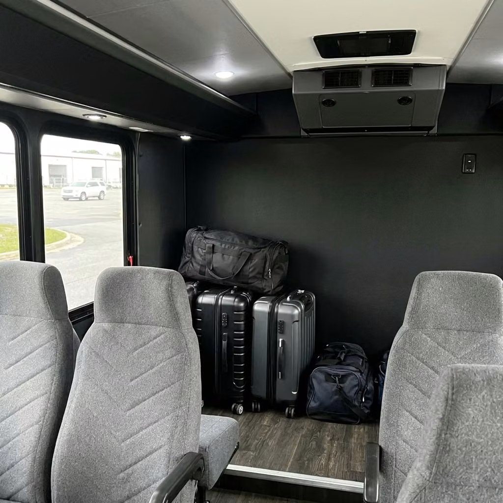torrington 15 passenger minibus luggage area