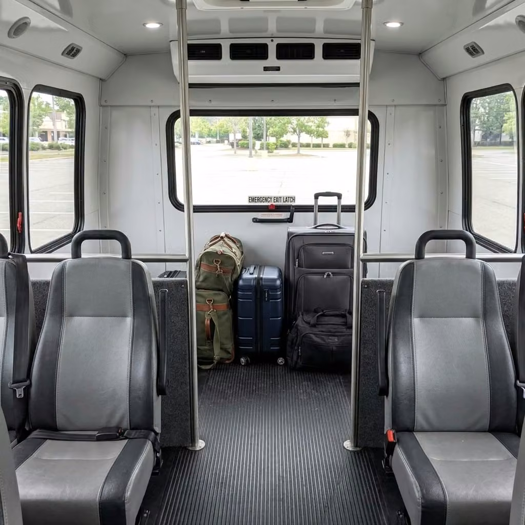 torrington 30 passenger minibus luggage area