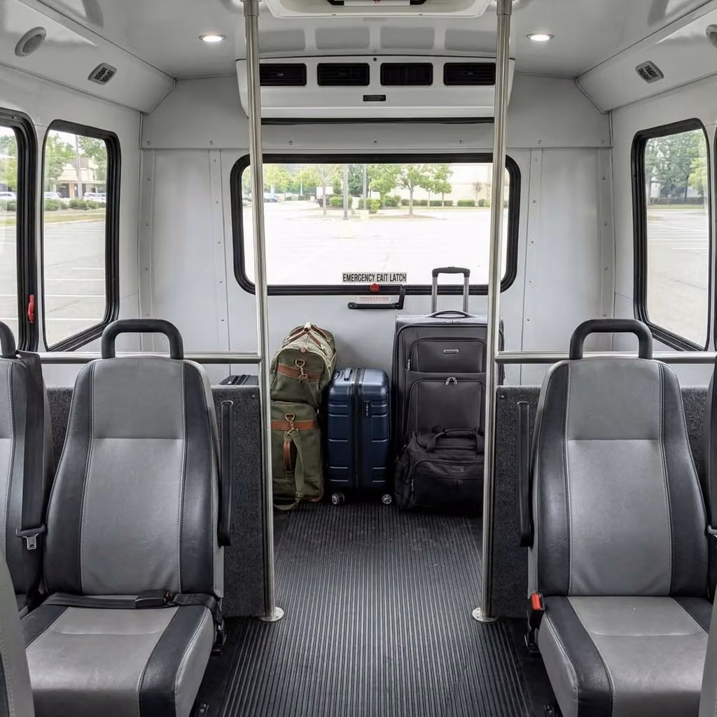 torrington 35 passenger minibus luggage area
