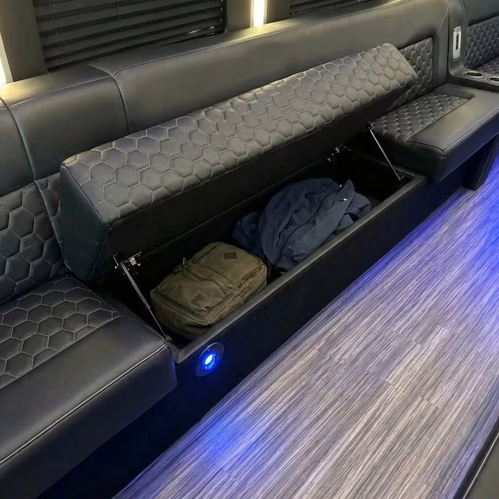 torrington party bus under seat storage