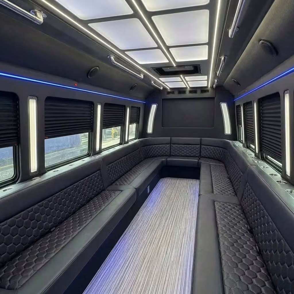 torrington party bus wraparound seating