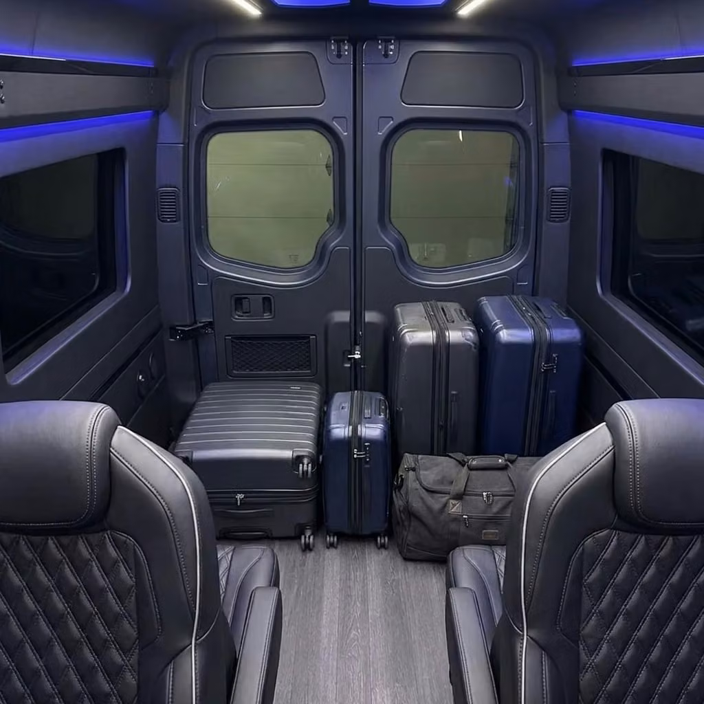 torrington sprinter van rental with driver luggage area